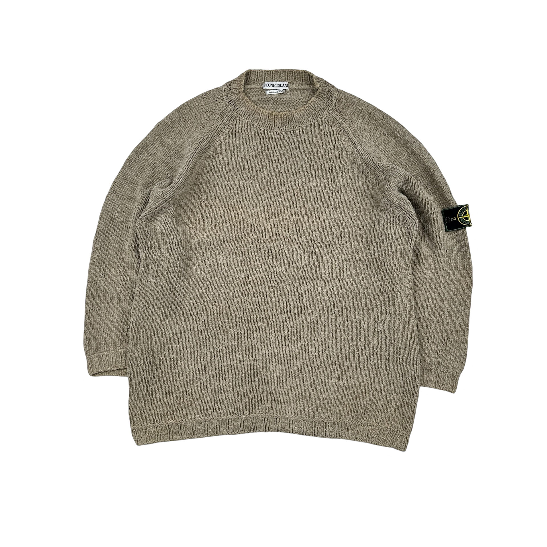 トップス 1997AW stone  knitwear Stone Island 1997 Knitted Cotton Vintage V Neck Jumper - Medium
