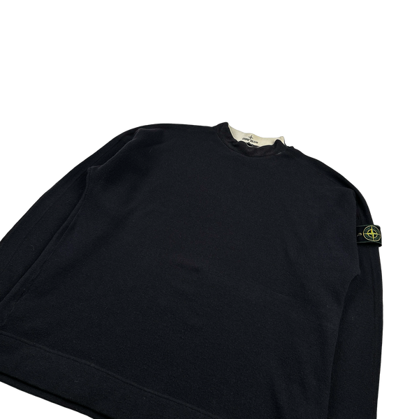 Stone Island 1996 Vintage Navy Wool Mock Neck Pullover Jumper - XL