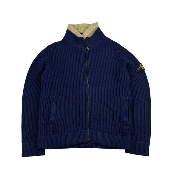 Stone Island 2014 Navy Wool Dutch Rope Lined President Knit Knit - XL