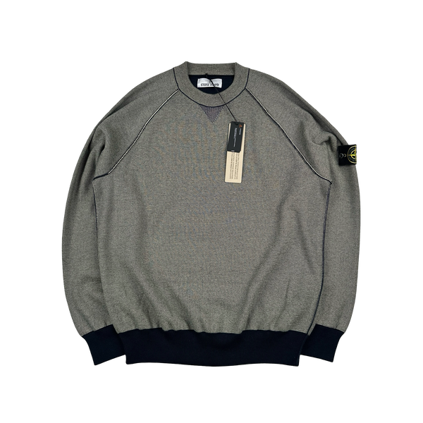 Stone Island 2025 New Season Ribbed Woven Crewneck Jumper - Large