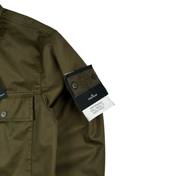 Stone Island 2025 Khaki Performance Twill Wool O-Ventile Ghost Jacket - Medium