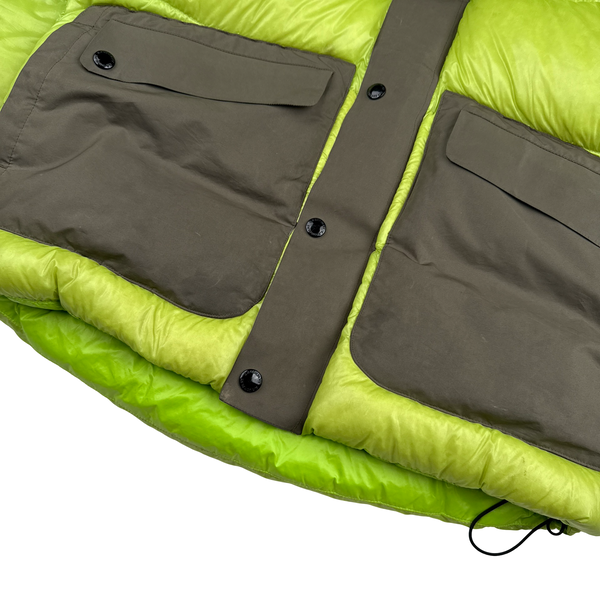 CP Company Neon/Khaki DD Shell Lens View Puffer Jacket - Large