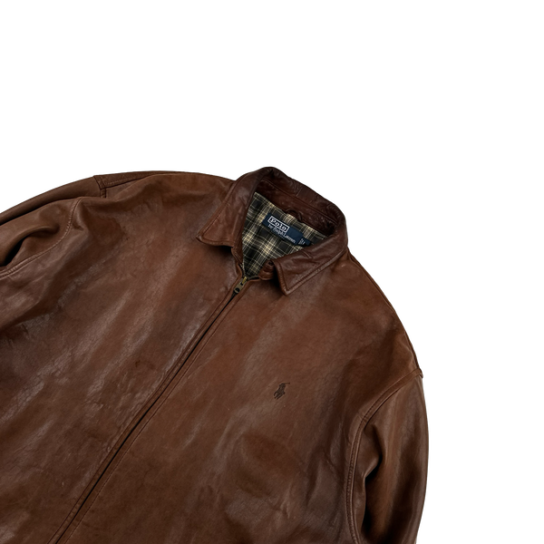 Ralph Lauren Brown Heavyweight Leather Jacket - Large