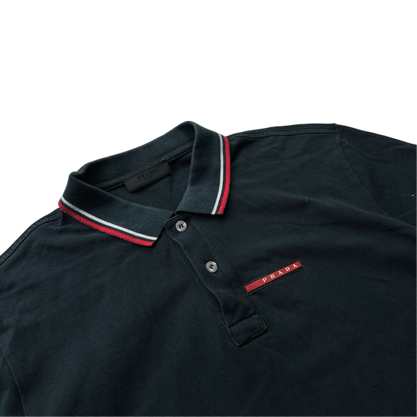 Prada Black Cotton Polo Shirt - Large