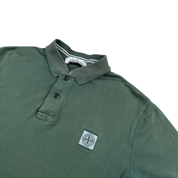 Stone Island Green Short Sleeve Polo Shirt - Large