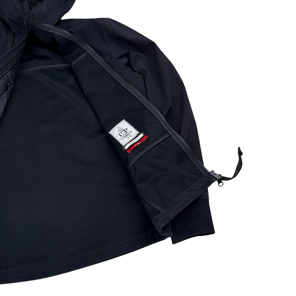 CP Company Navy Soft Shell Goggle Hooded Zipped Jacket - Small