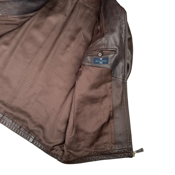 Blue Harbour Brown Heavyweight Leather Jacket - Large