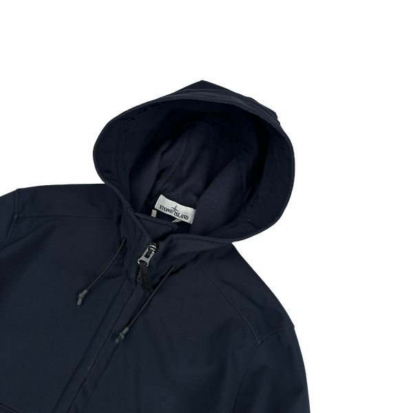 Stone Island 2020 Navy Soft Shell Hooded Jacket - Medium