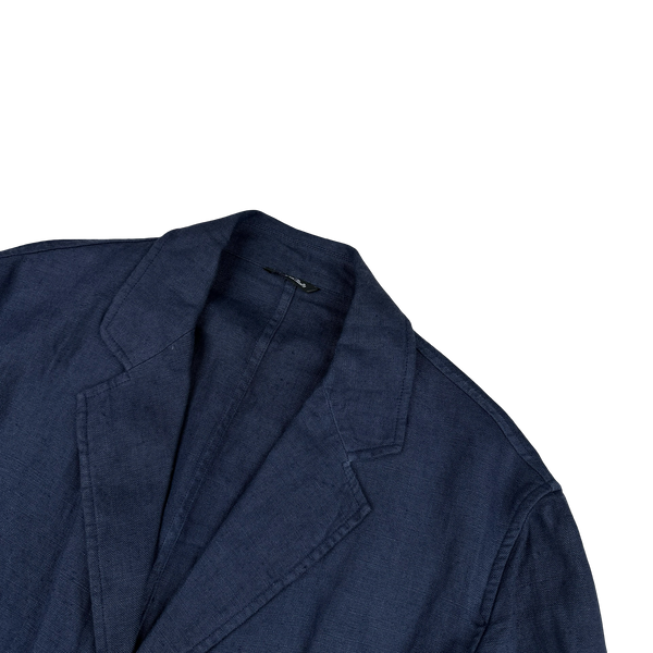 CP Company Navy Lino Flax Buttoned Blazer - XL