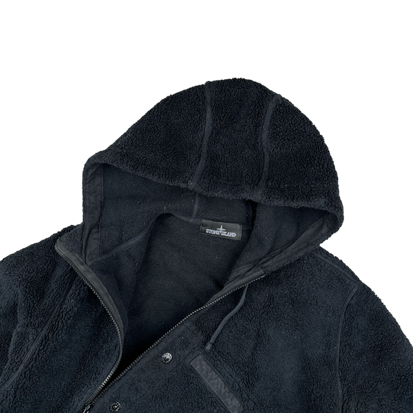 Stone Island 2017 Black Teddy Fleece Shadow Project Hoodie - Large