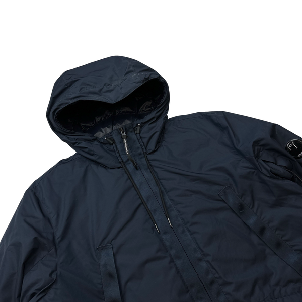 CP Company Navy Micro M Down Filled Lens Viewer Long Parka Jacket - XL