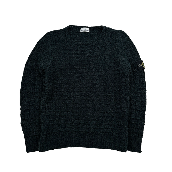 Stone Island 2016 Navy Chenille Knit Wide Neck Jumper - Large