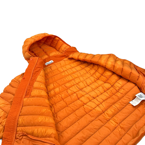 Stone Island 2019 Orange Loom Woven Down Puffer Jacket - Large
