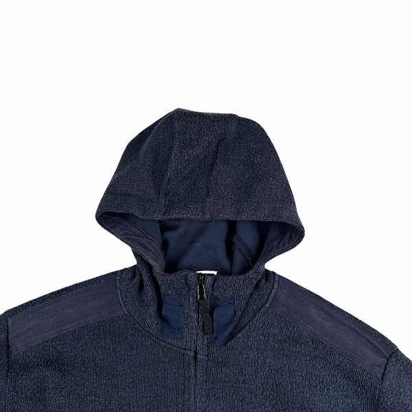 Stone Island 2003 Navy Chest Pockets Zipped Knitted Jumper - XL