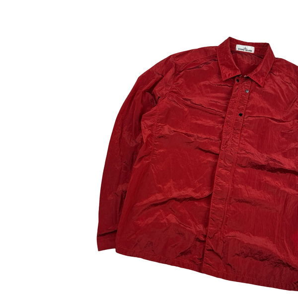 Stone Island Red Nylon Metal Shimmer Overshirt - XL