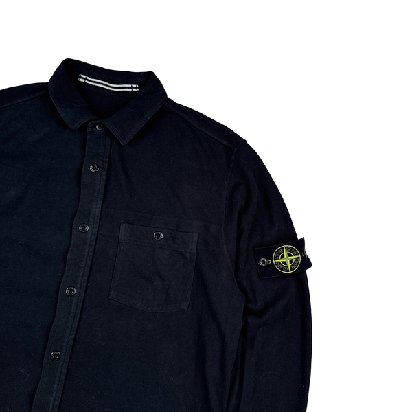 Stone Island Black Cotton Buttoned Overshirt - Large