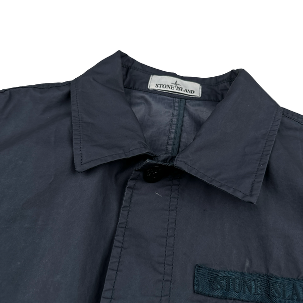 Stone Island 2022 Navy Aggressive Gommato Spellout Jacket - Medium