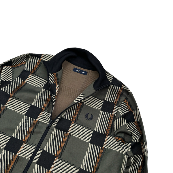 Fred Perry Checked Patterned Zipped Track Top - Medium