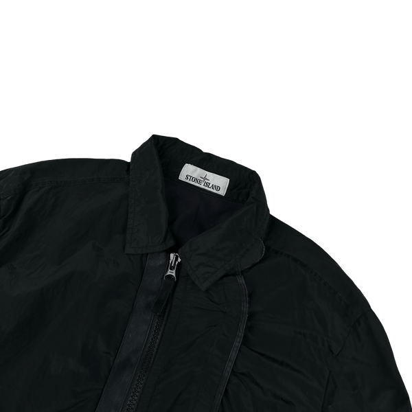 Stone Island Black Shimmer Nylon Metal Cotton Lined Overshirt - Medium