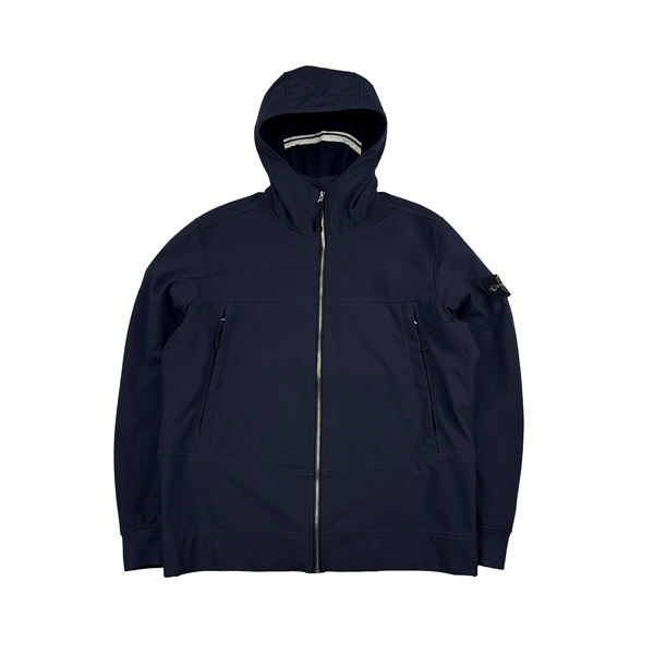 Stone Island Navy Soft Shell E Dye Hooded Jacket - XL