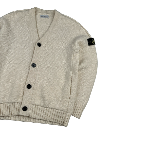 Stone Island 2020 Cream Wool Blend Buttoned Knit Jumper - XL
