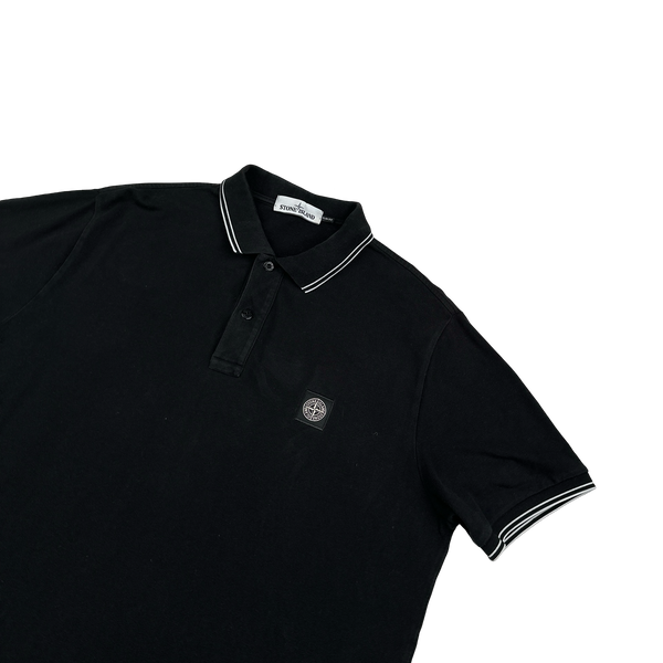 Stone Island 2015 Black Cotton Slim Fit Polo Top - 3XL