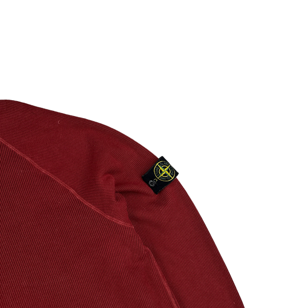 Stone Island 2003 Red Mock Neck Ribbed Cotton Pullover - XXL