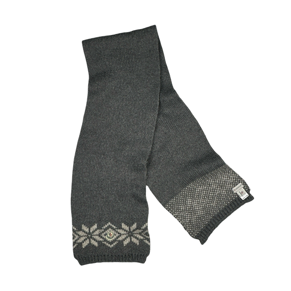 Moncler Grey Thick Wool Scarf