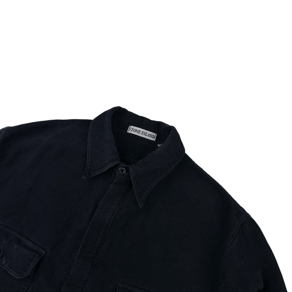 Stone Island Vintage Navy 1998 Moleskin Cotton Overshirt - Large