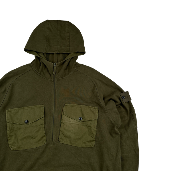 Stone Island Khaki Ghost Chest Pocket Pullover Hoodie - XXL