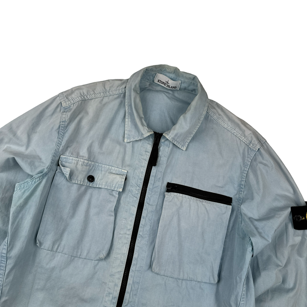 Stone Island 2017 Light Blue Cotton Zipped Overshirt Large Mat s Island