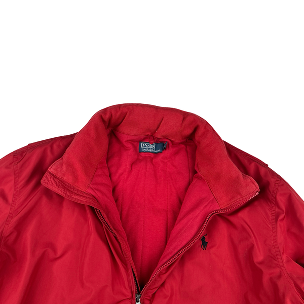 Ralph Lauren Red Cotton Lined Padded High Neck Jacket - XXL