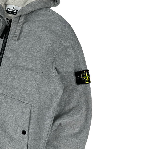 Stone Island 2023 Grey Zipped Hooded Jumper - Medium