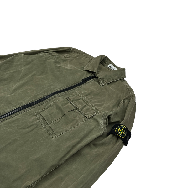 Stone Island 2019 Green Cotton Garment Dyed Overshirt - Medium