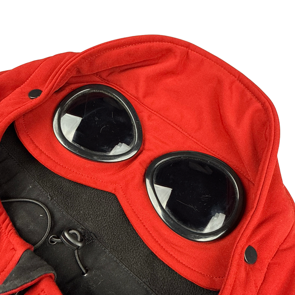 CP Company Red Soft Shell Hooded Zipped Jacket - Medium