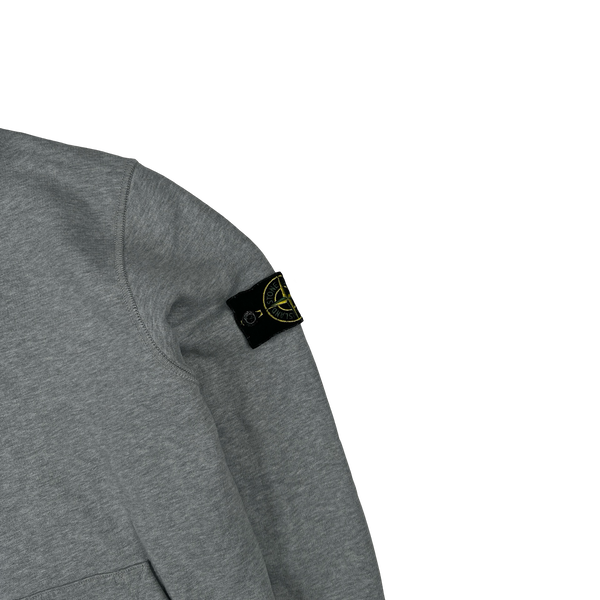 Stone Island 2021 Light Grey Pullover Cotton Hoodie - Small