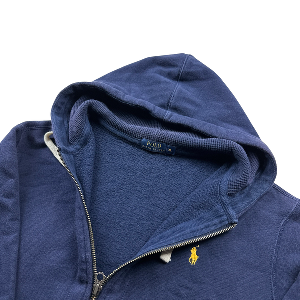 Ralph Lauren Navy Thick Cotton Zipped Hoodie - XL