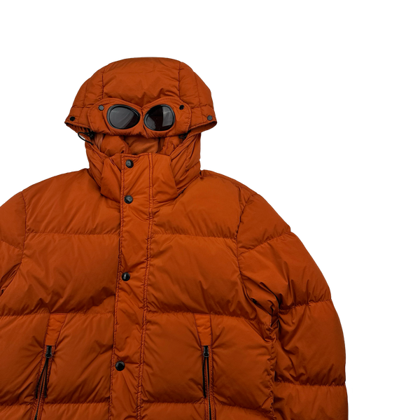 CP Company Burnt Orange Down Filled Nycra Goggle Puffer Jacket - Large