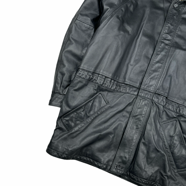 Burberry Leather Nova Check Lined Collared Duffle Coat - 3XL