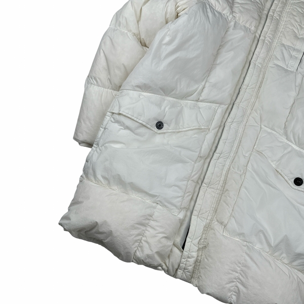Stone Island 2018 White Long Down Filled Parka Jacket - Large