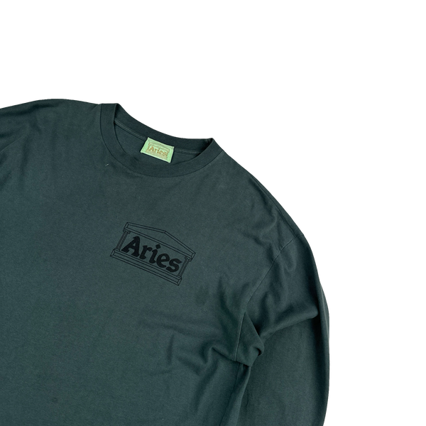Aries Dark Teal Spellout Long sleeve Shirt - Large