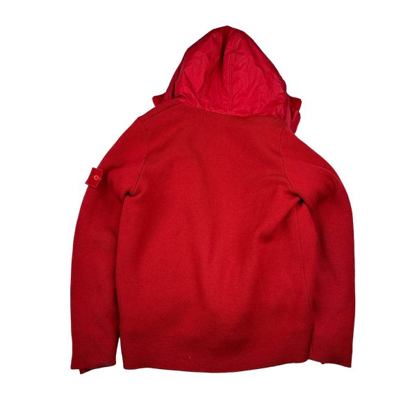 Stone Island 2013 Red Ghost Piece Mussola Gommta Hood Wool Dutch Rope Jacket - Large