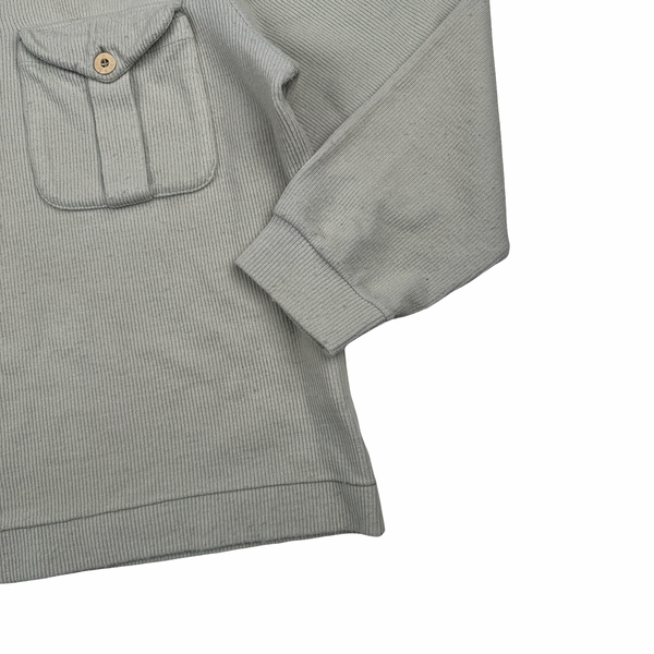 Stone Island 2001 Light Grey Wool Blend Vintage Ribbed High Neck Jumper - Medium