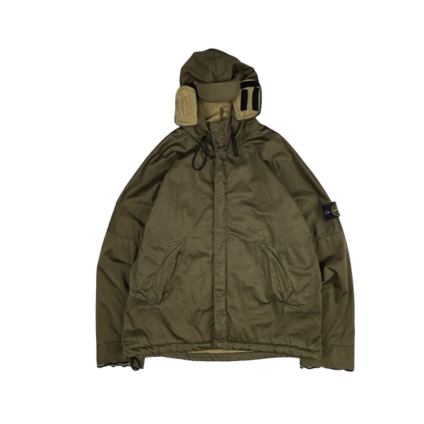 Stone Island 2005 Khaki Green Raso Floccato Riot Mask Sniper Jacket - XL