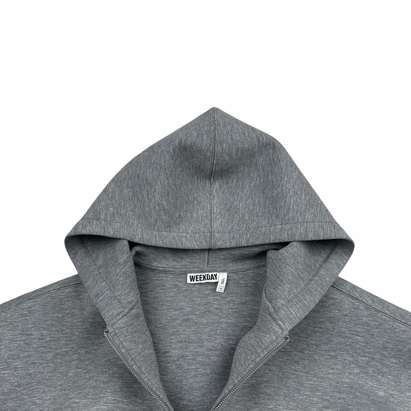 Weekday Grey Cropped Boxy Fit Zipped Hoodie - Medium