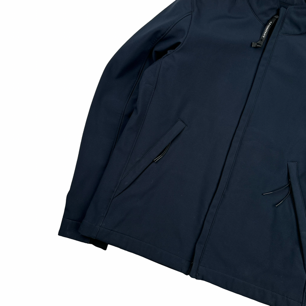 CP Company Blue Fleece Lined Soft Shell Lens Viewer Bomber - Medium