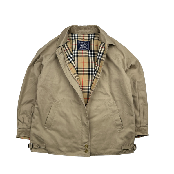 Burberry Nova Check Lined Tan Harrington Jacket - Small