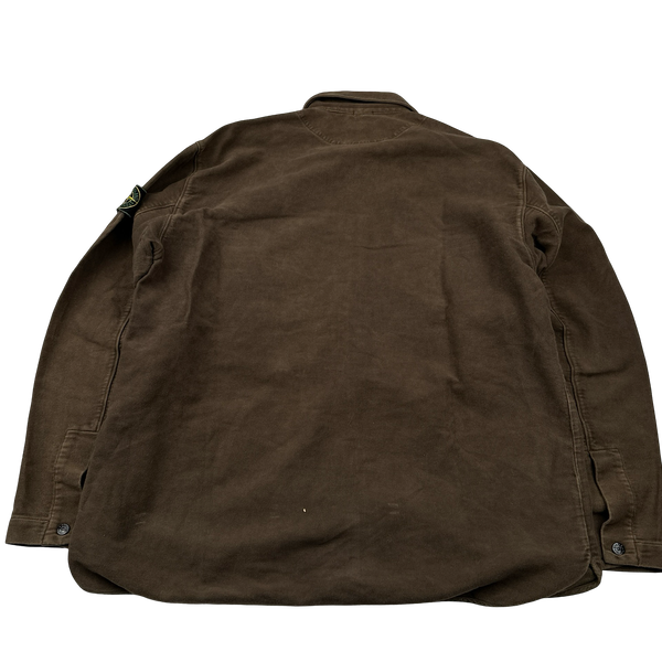Stone Island Vintage 1997 Brown Mole Skin Cotton Overshirt - Large