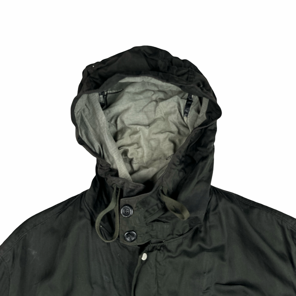 Stone Island Vintage Khaki Green Raso Gommato Long Jacket - XL