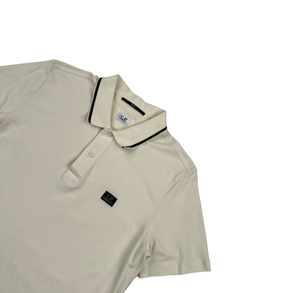 CP Company Cream Cotton Short Sleeve Polo - Medium